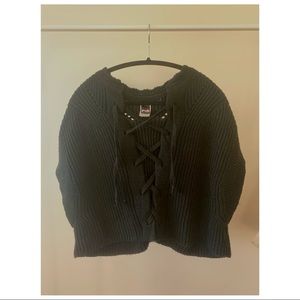Black Knit Poncho | Made in Italy